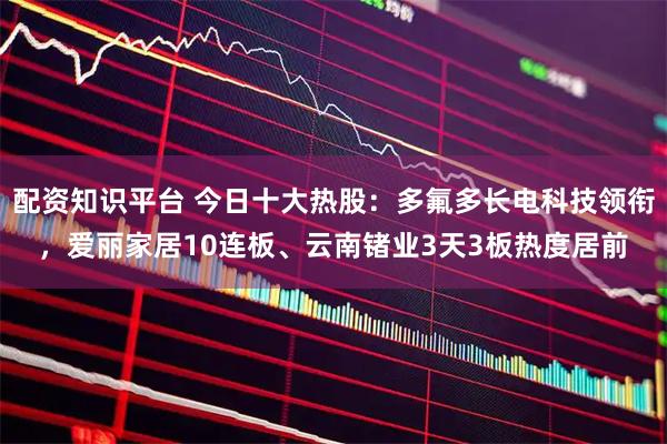 配资知识平台 今日十大热股：多氟多长电科技领衔，爱丽家居10连板、云南锗业3天3板热度居前